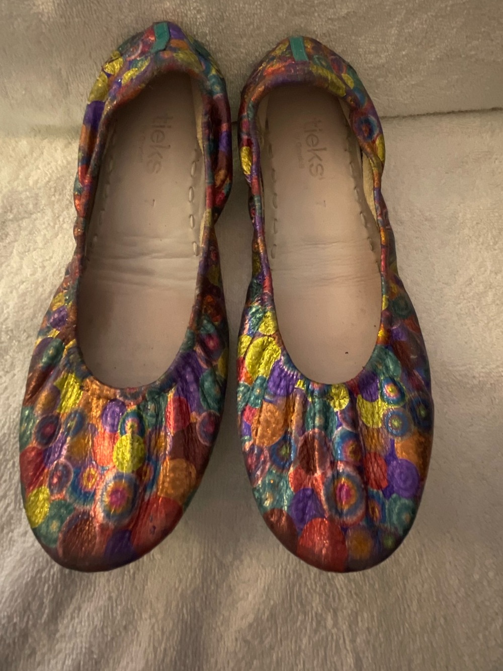 Tieks custom hand painted foil print flat